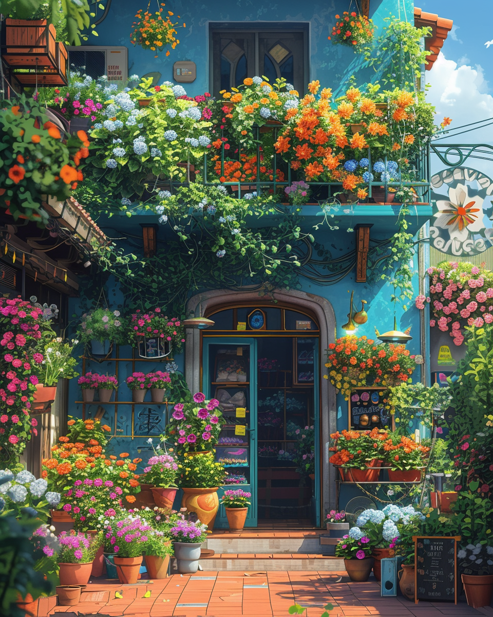 Flower Shop Balcony Diamond Art Kit