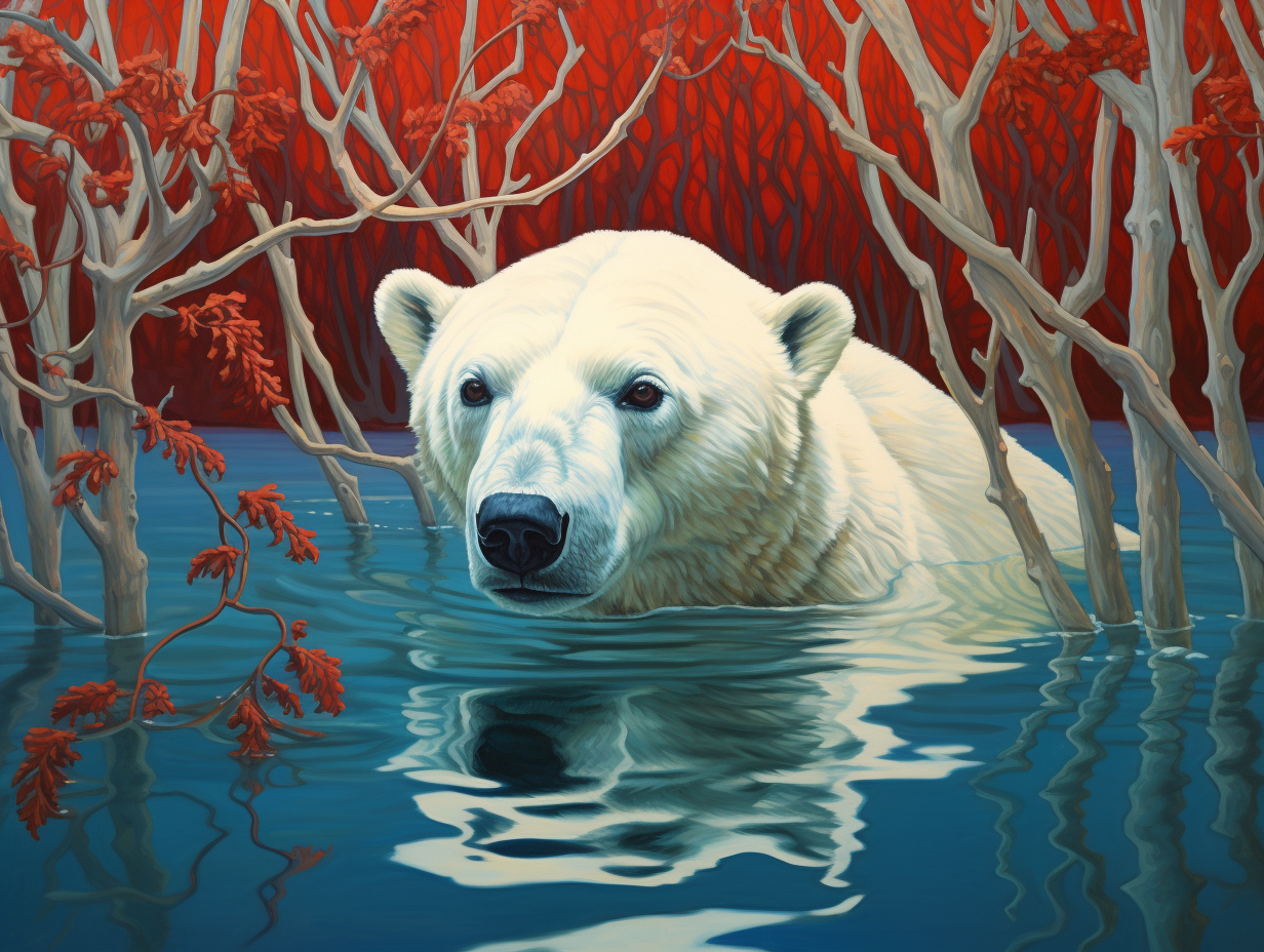 Red Background Polar Bear Diamond Art Kit