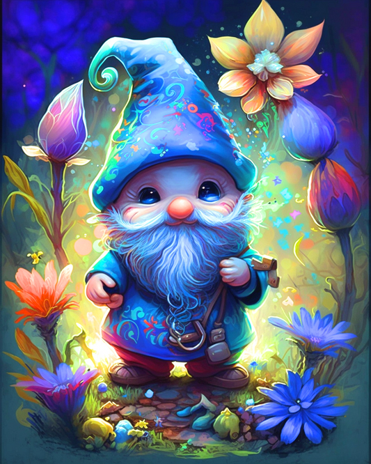 Cute Blue Gnome Diamond Art Kit