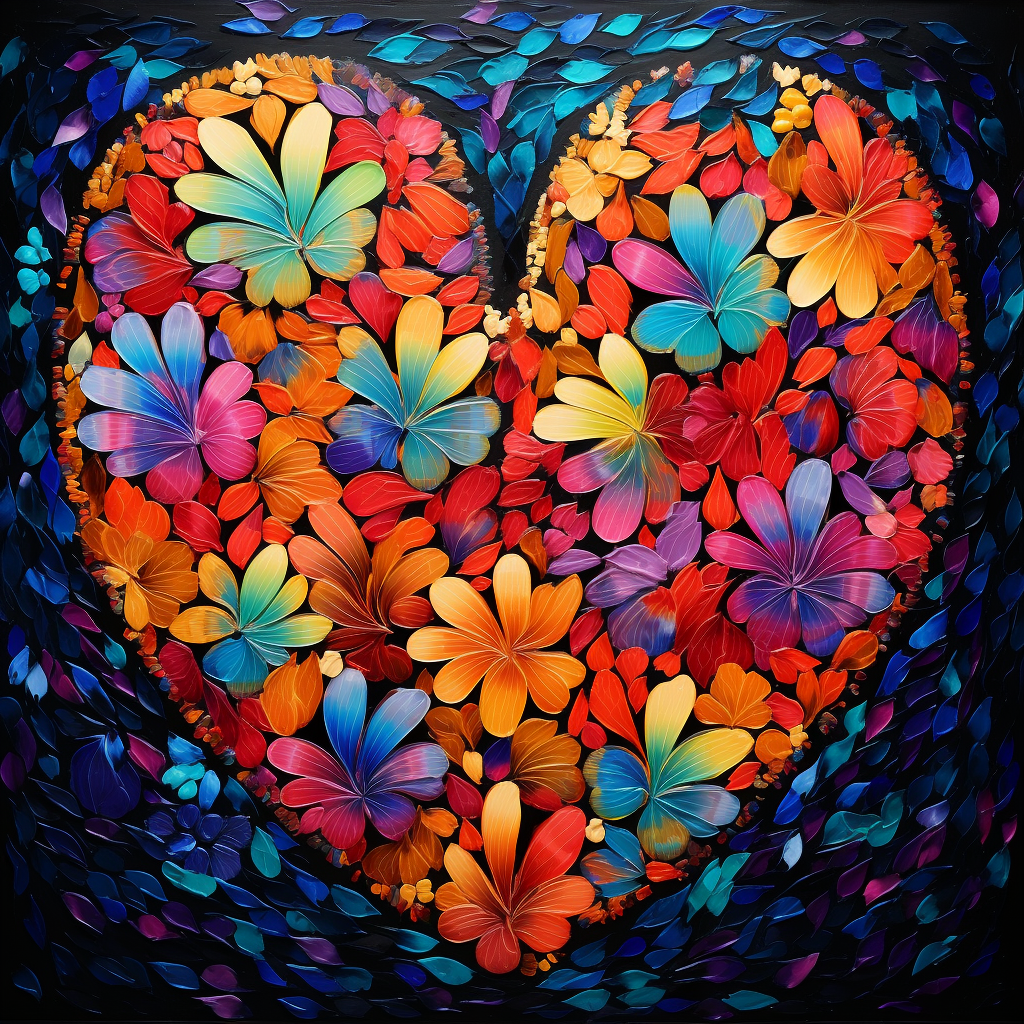 Flat Flower Heart Diamond Art Kit