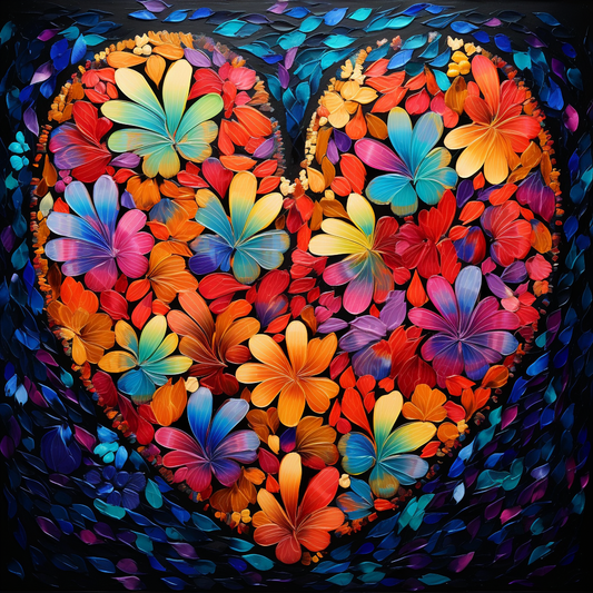 Flat Flower Heart Diamond Art Kit