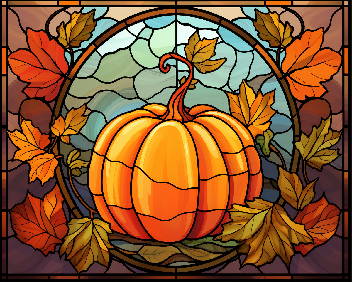 Abstract Pumpkin And Leaves Diamond Art Kit