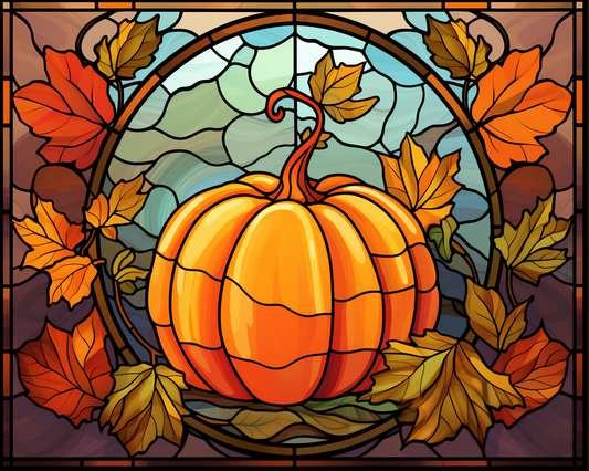 Abstract Pumpkin And Leaves Diamond Art Kit