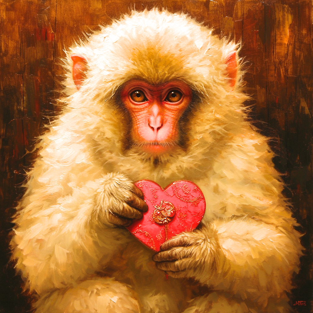Red Heart Fluffy Monkey Diamond Art Kit