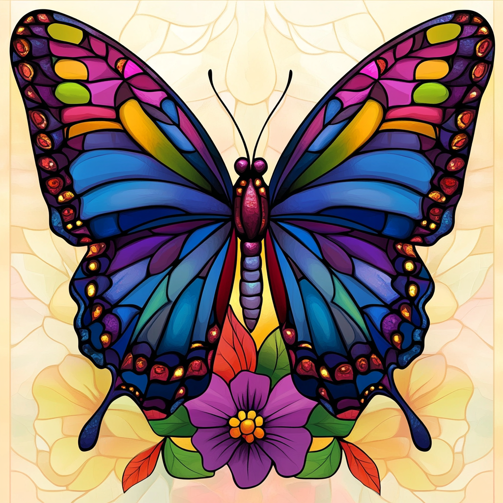 Purple Flower And Butterfly Diamond Art Kit