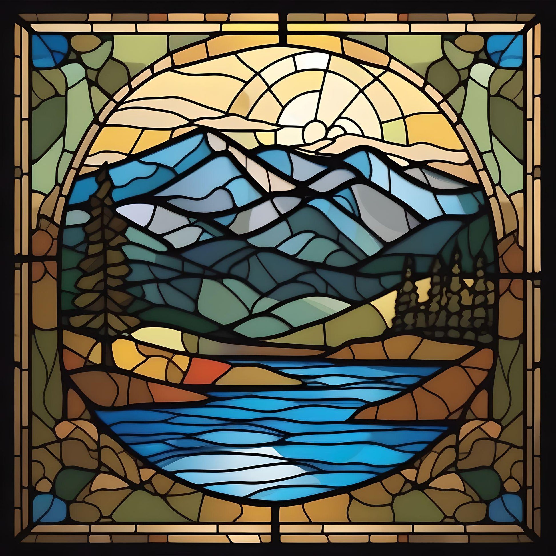 Abstract Mountain Lake Diamond Art Kit