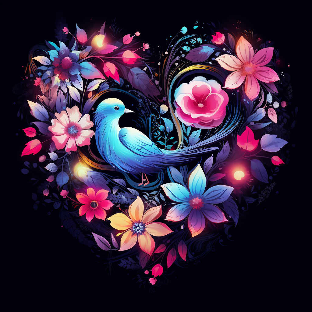 Bluebird Center Flower Heart Diamond Art Kit