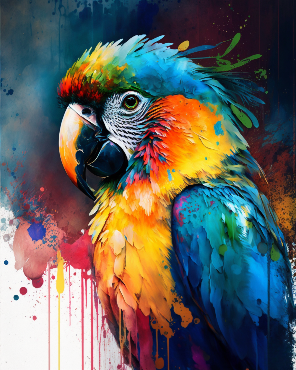 Splattered Paint Rainbow Parrot Diamond Art Kit