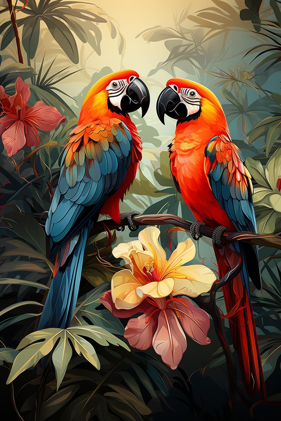 Two Macaw As Branch Diamond Art Kit