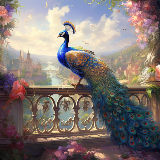 Balcony Peacock Diamond Art Kit