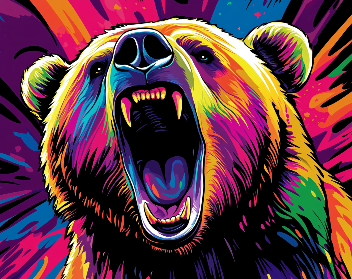 Bright Roaring Bear Diamond Art Kit