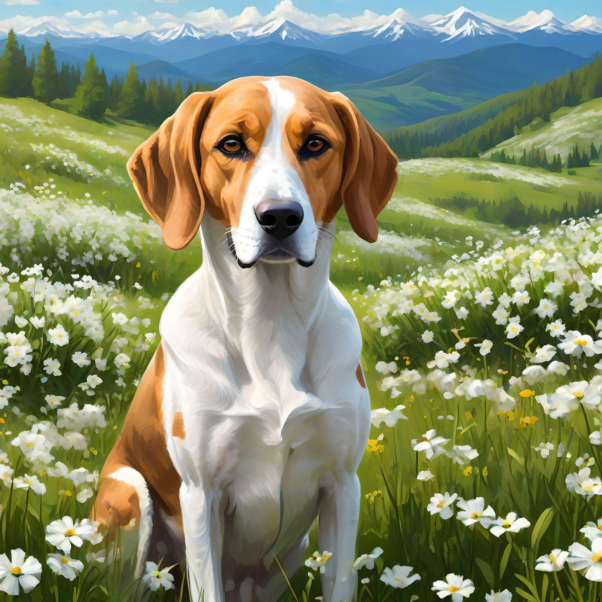 American Foxhound Meadow Diamond Art Kit