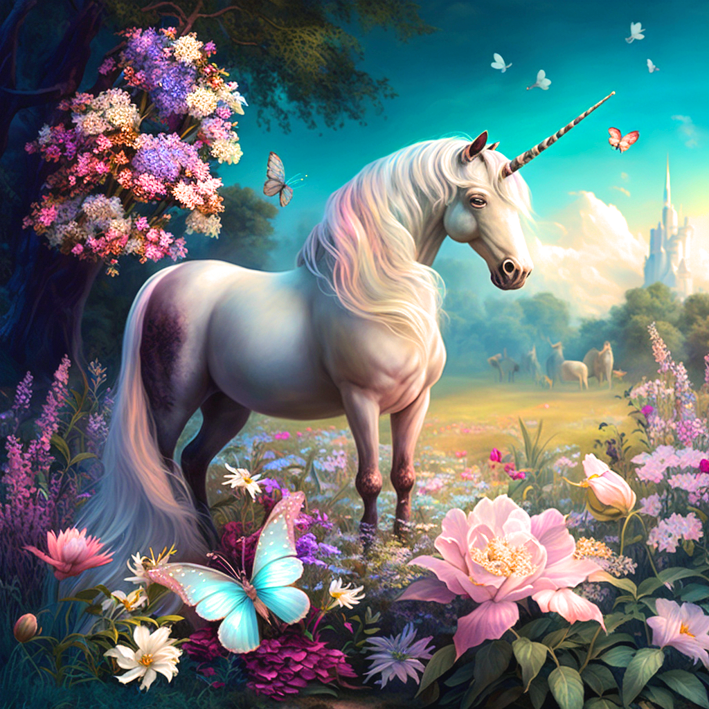 Aqua Butterfly Unicorn Diamond Art Kit