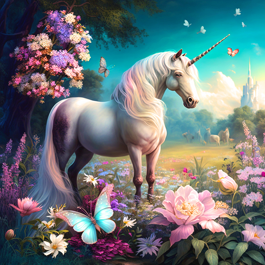 Aqua Butterfly Unicorn Diamond Art Kit