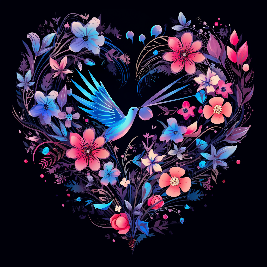 Flying Bird Flower Heart Diamond Art Kit