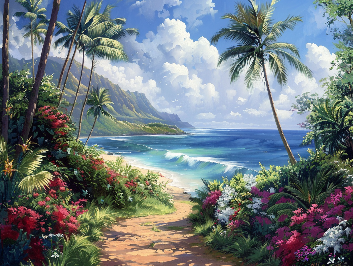 Clouded Sky Beach Pathway Diamond Art Kit