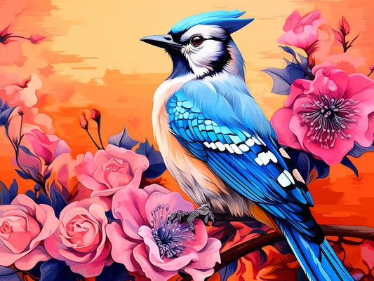 Orange Sky Bluebird Diamond Art Kit