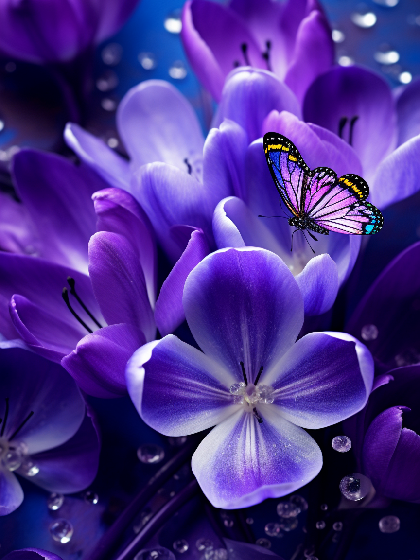 Purple Flower Colorful Butterly Diamond Art Kit