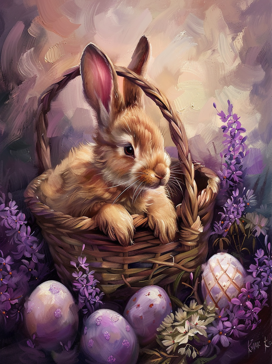 Purple Easter Egg Bunny Diamond Art Kit
