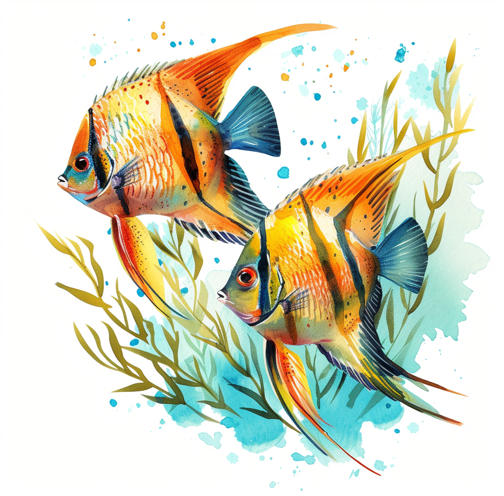 Two Angelfish Watercolor Diamond Art Kit