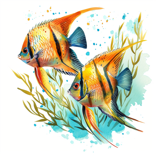 Two Angelfish Watercolor Diamond Art Kit