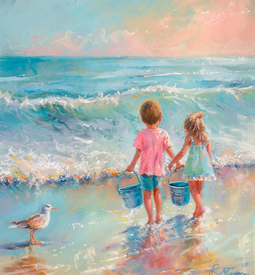 Two Kids On The Beach Diamond Art Kit