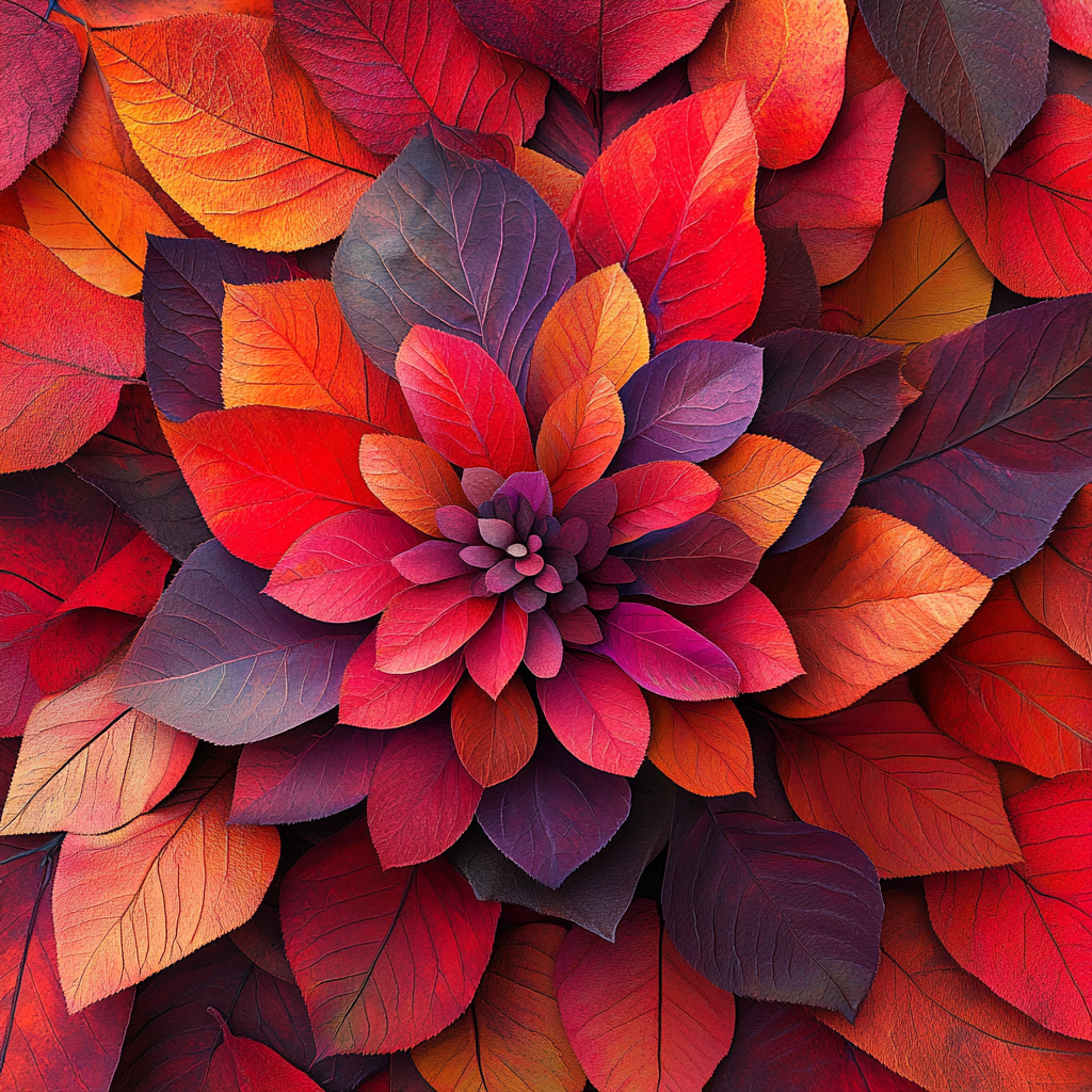 Red Purple Autumn Leaves Diamond Art Kit