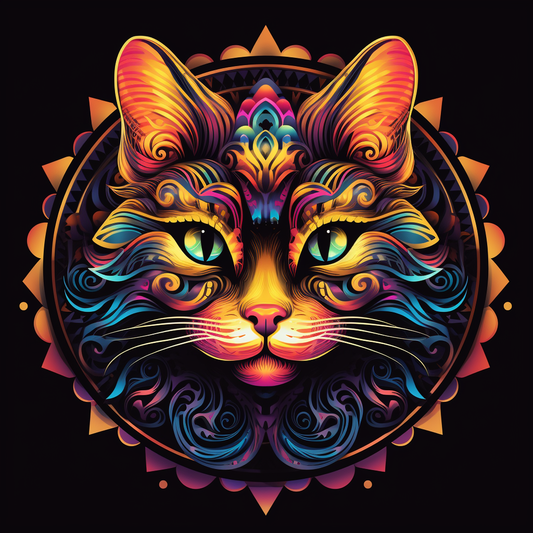 Round Cat Mandala Diamond Art Kit
