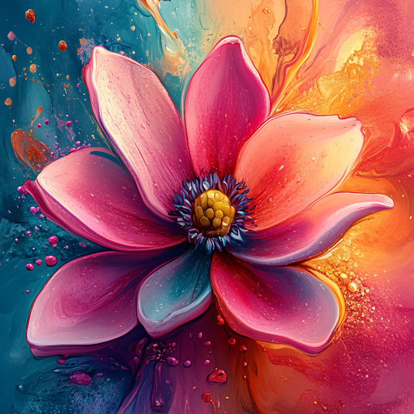Abstract Red Petal Flower Diamond Art Kit