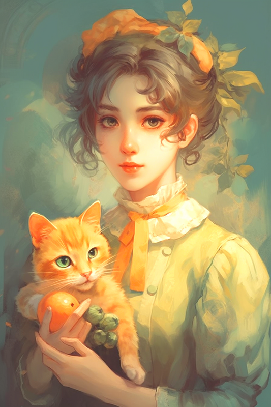 Orange Catgirl Diamond Art Kit