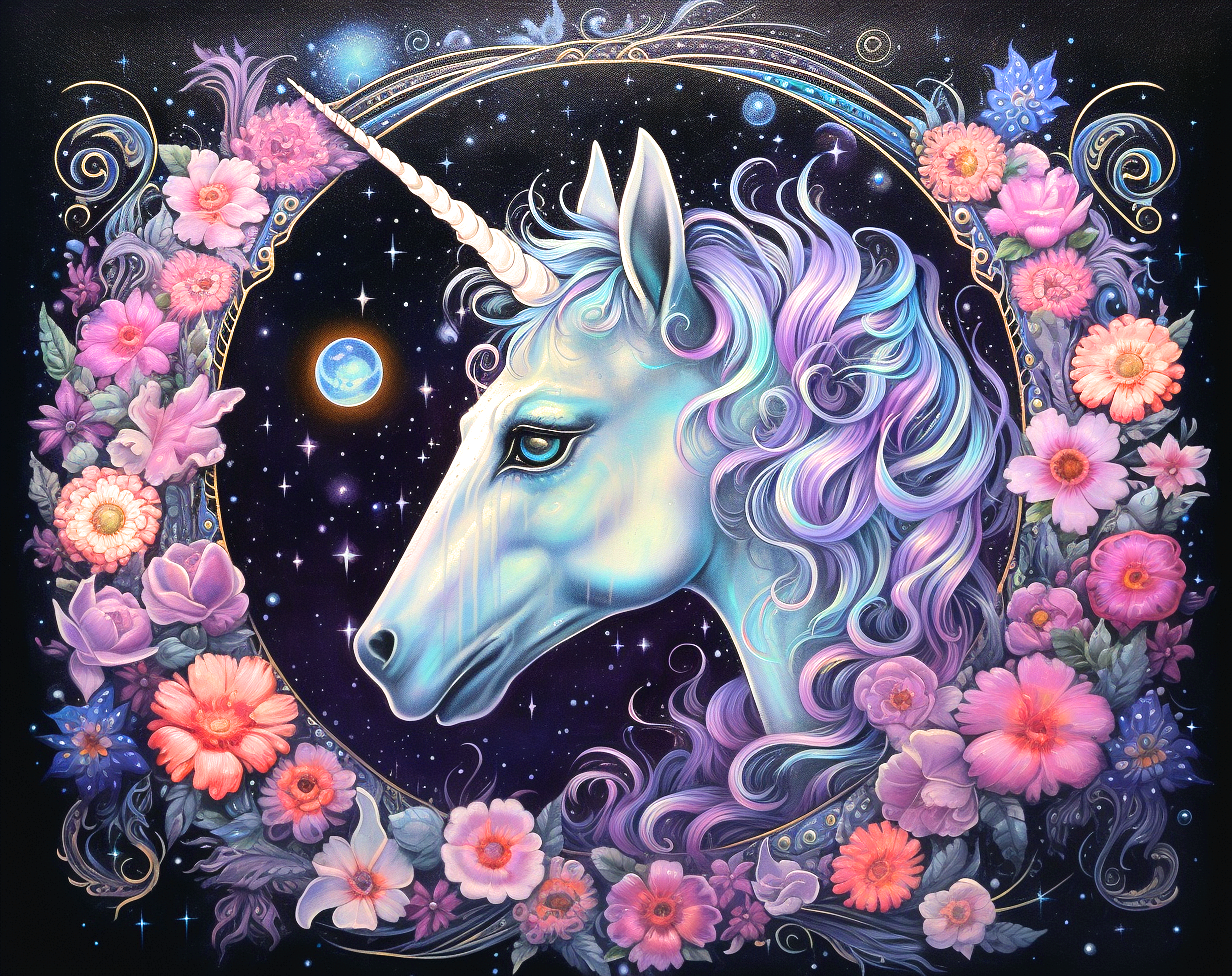 Flower Circle Young Unicorn Diamond Art Kit