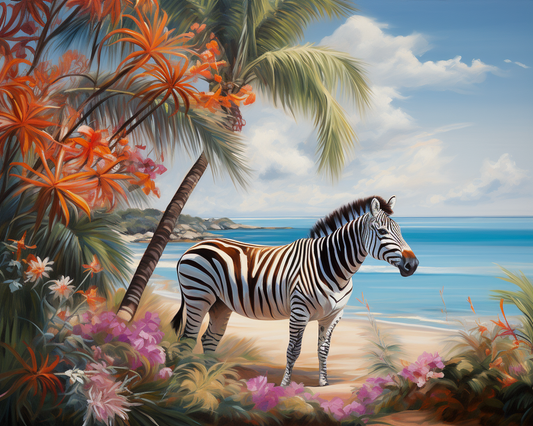 Beach Zebra Diamond Art Kit