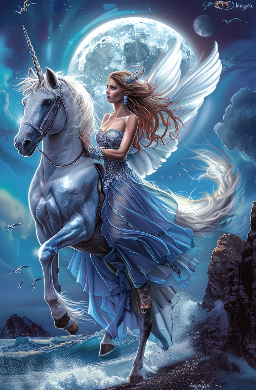 Blue Dress Angel Unicorn Diamond Art Kit