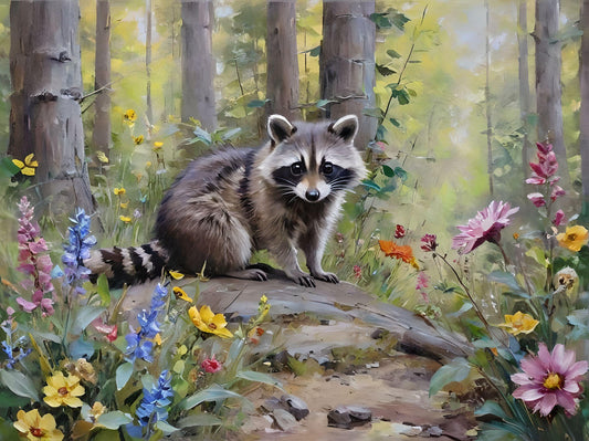 Raccoon Rocks Forest Diamond Art Kit