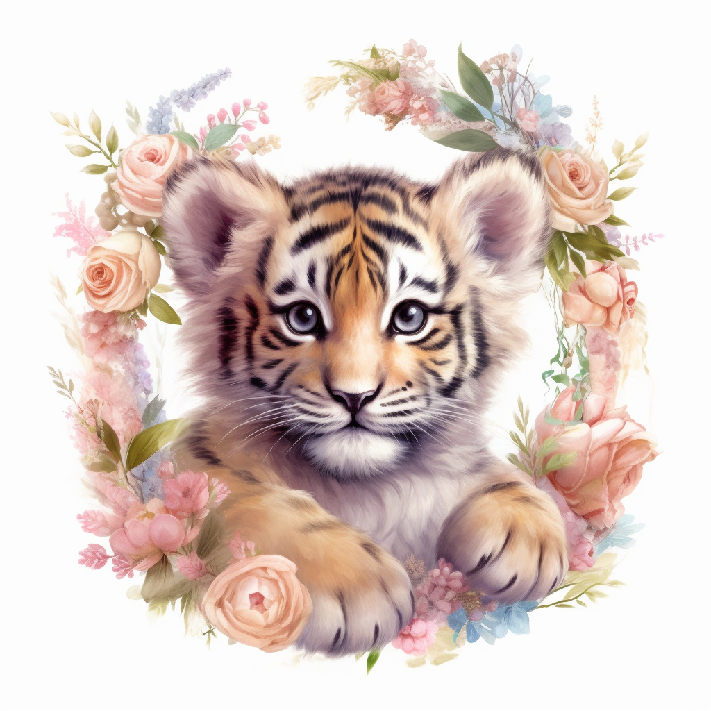 Pale Roses Tiger Diamond Art Kit