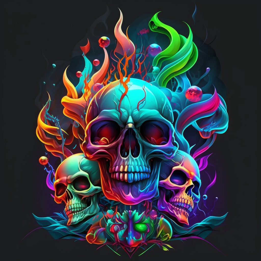 Bright Colored Skulls Diamond Art Kit