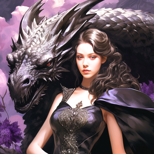 Black Scale Dragon Woman Diamond Art Kit