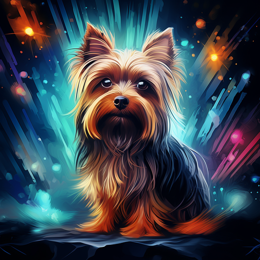 Blue Background Yorkie Diamond Art Kit