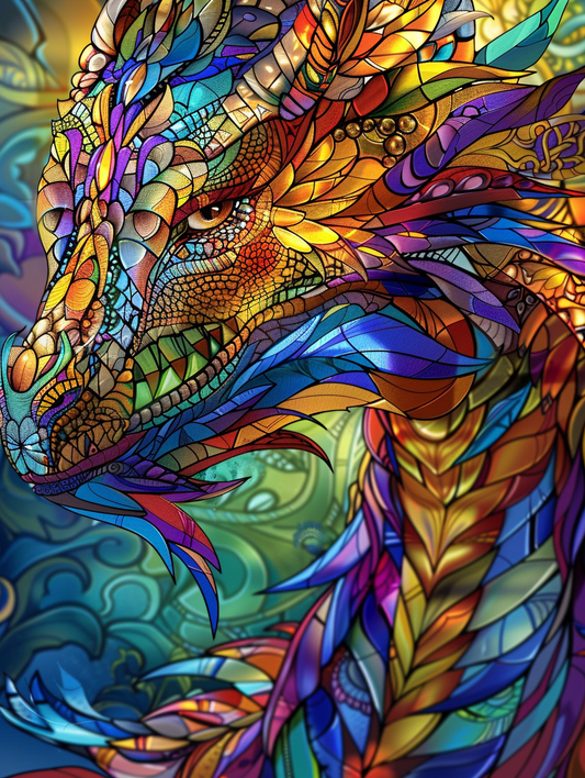 Colorful Abstract Scale Dragon Diamond Art Kit