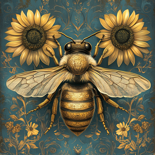 Two Sunflower Bee Diamond Art Kit