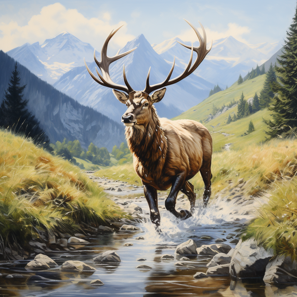 Creek Running Elk Diamond Art Kit