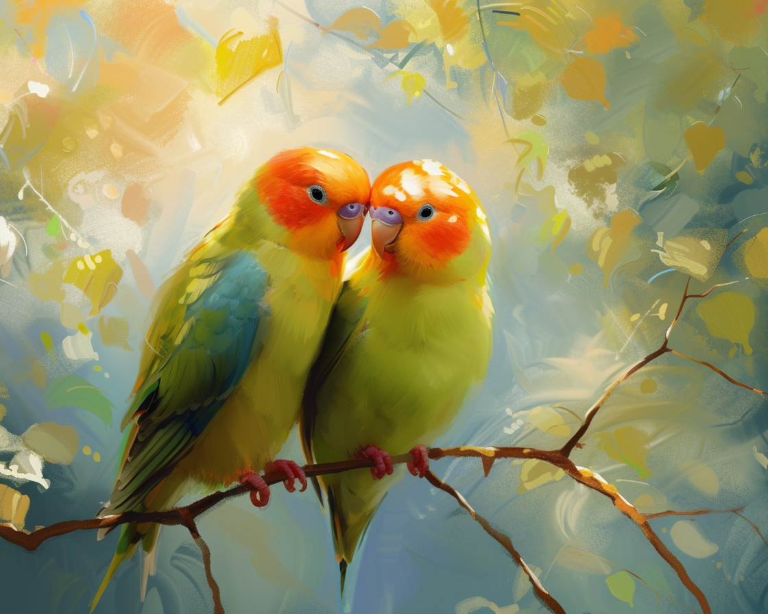 Two Yellow Lovebirds Diamond Art Kit