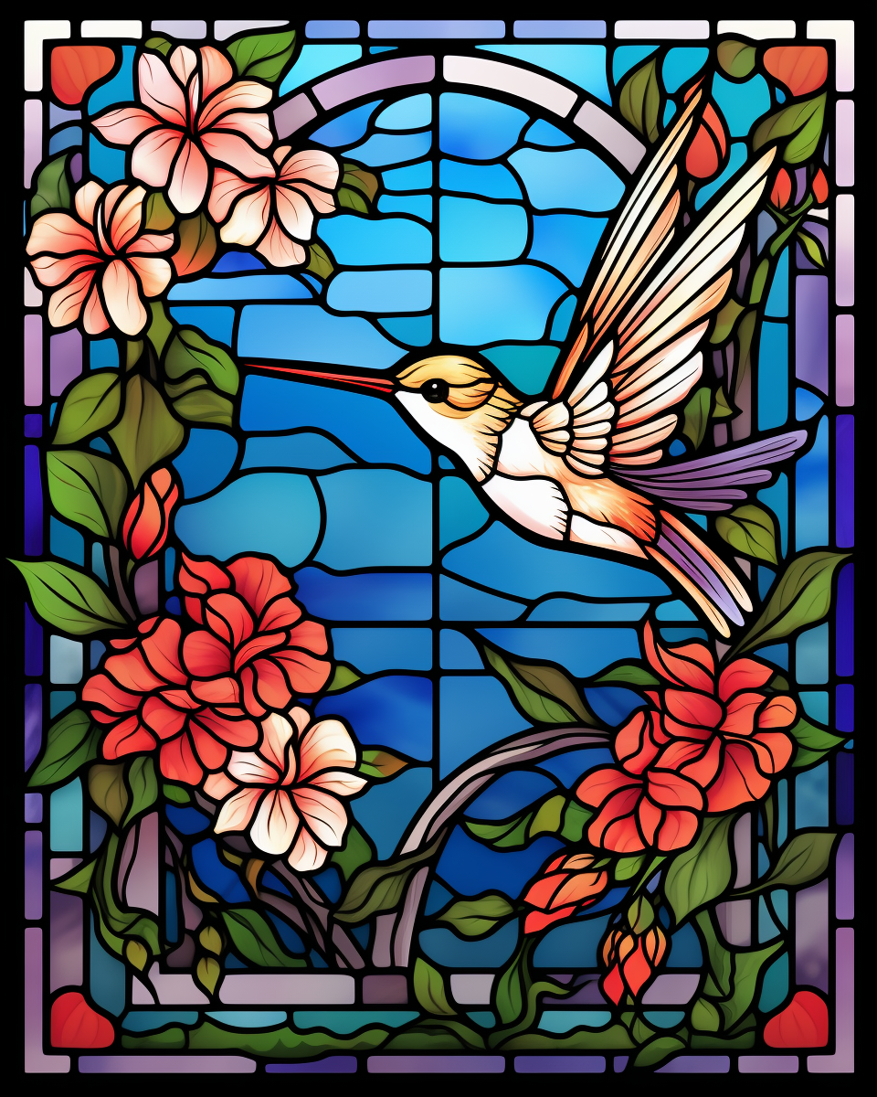 Blue Sky Hummingbird Abstract Diamond Art Kit