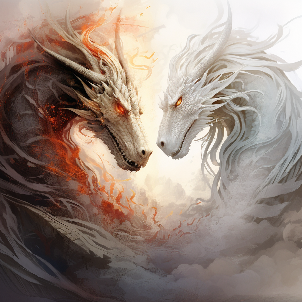 Fire And White Dragons Diamond Art Kit