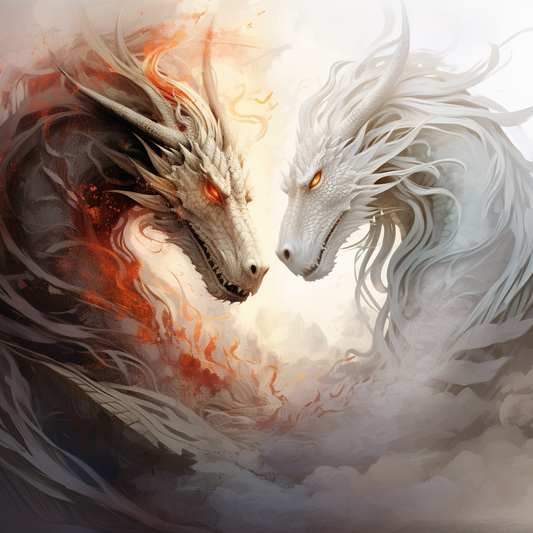 Fire And White Dragons Diamond Art Kit