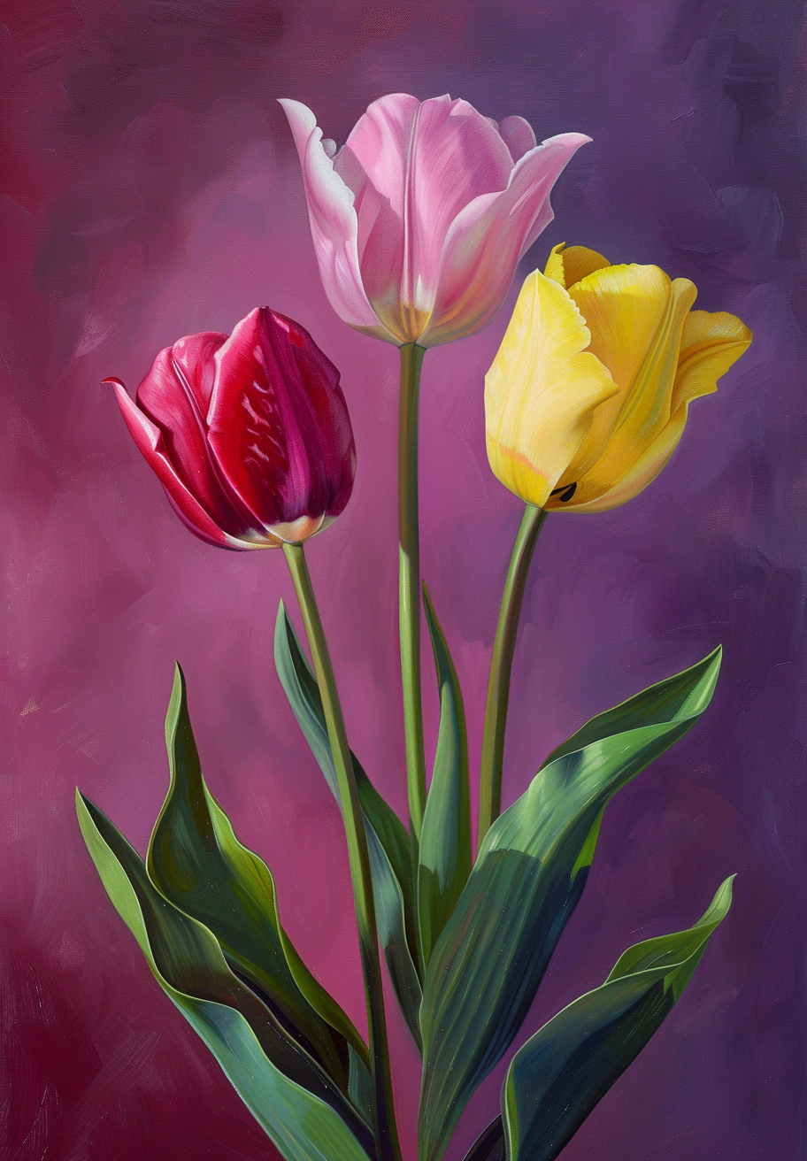 Yellow Pink And Red Tulips Diamond Art Kit