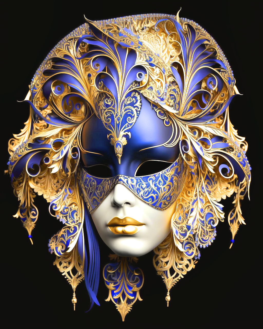 Gold Royal Blue Mask Diamond Art Kit