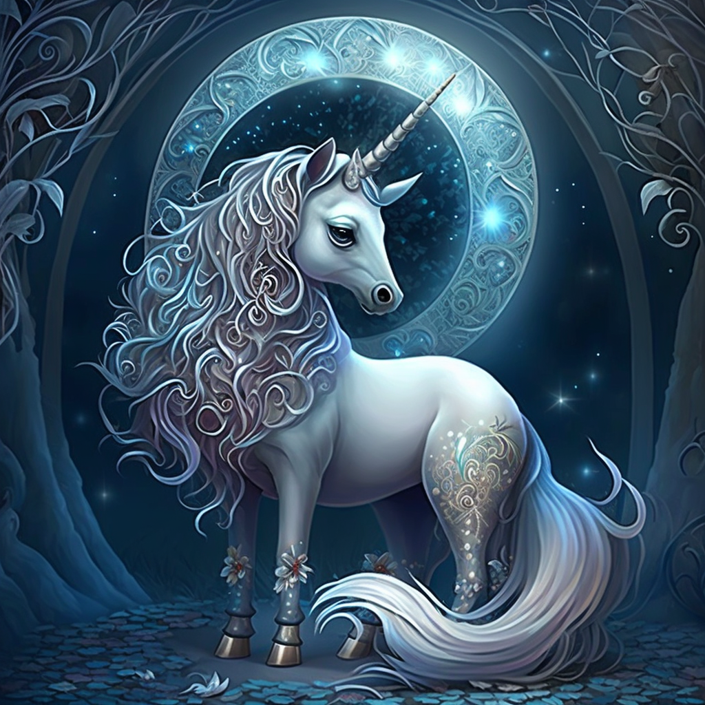 Silver Horn Unicorn Diamond Art Kit