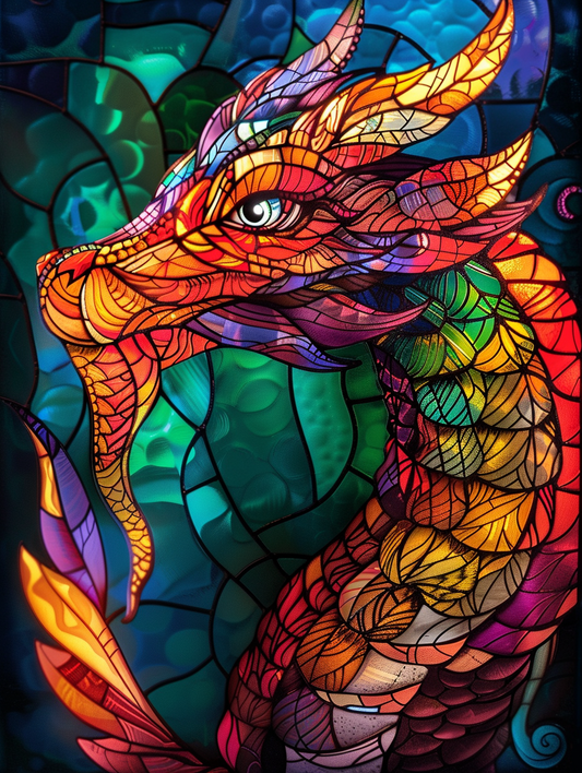 Fiery Color Abstract Dragon Diamond Art Kit