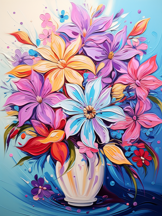 Swirling Paint Abstract Flower Vase Diamond Art Kit